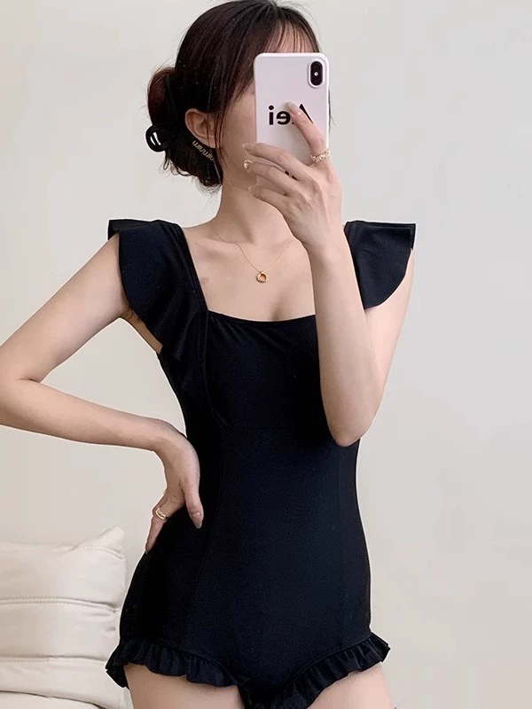 Черный быстрая сушка купальник, премиум, облегающий, slim fit