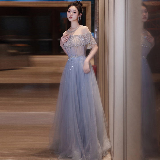 Evening dress banquet elegant high-grade dreamy Mori Super fairy bride wedding party Annual Meeting host dress for women