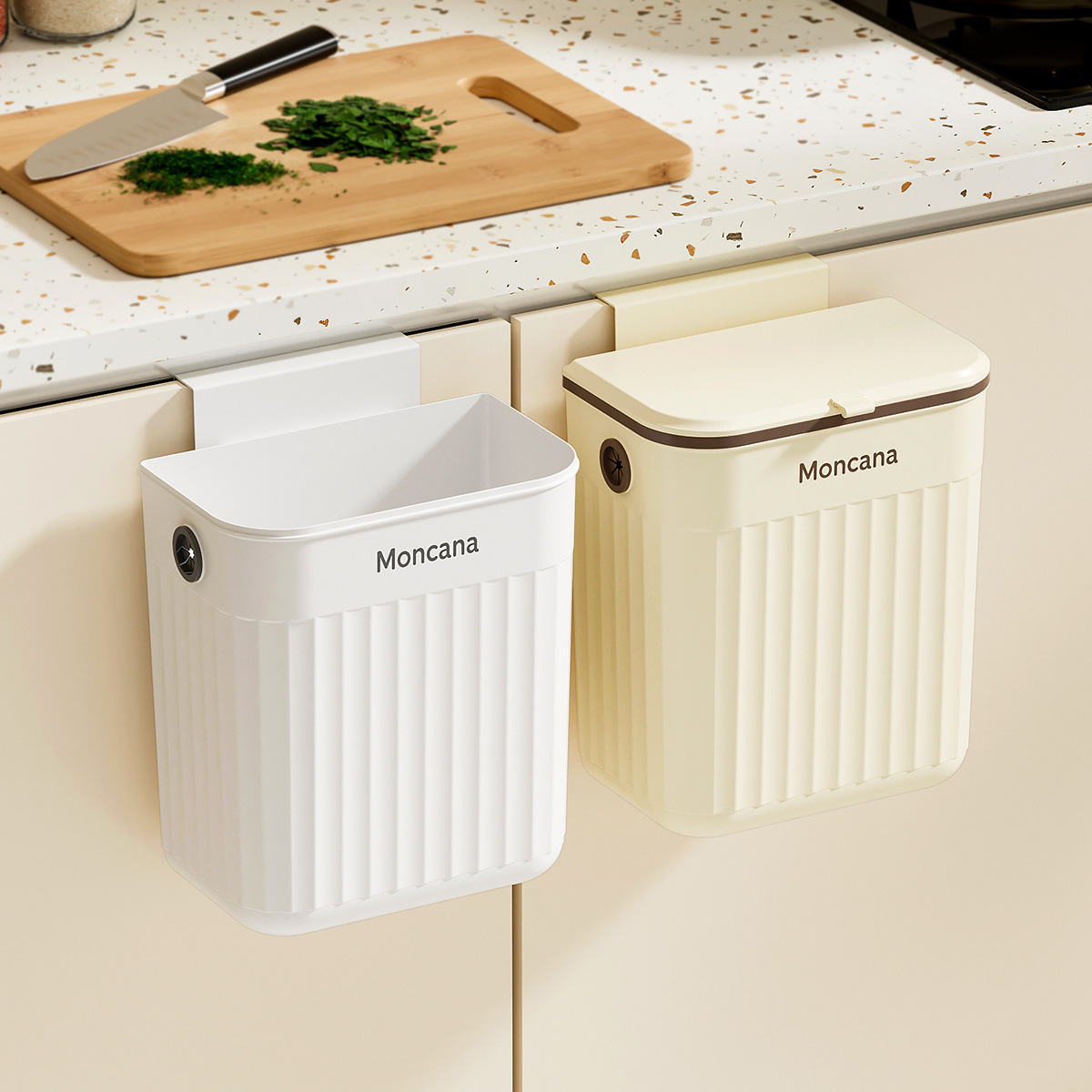 Cubos de basura colgantes en la pared, cocina, residuos de cocina domésticos, baños de basura colgantes, baños, cubos de almacenamiento sin perforación