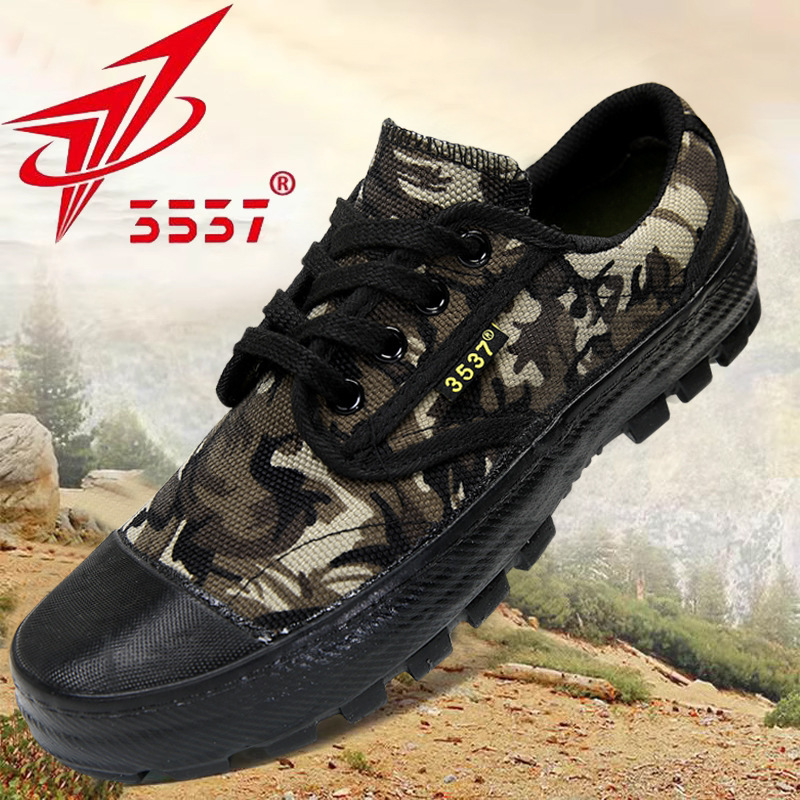 3537 Genuine Liberation Shoes Men's Labor Protection Shoes Construction Site Work Rubber Shoes Canvas Yellow Sneakers Wear-resistant Women's Outdoor Hiking Shoes