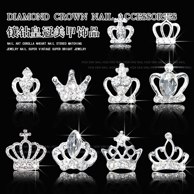New Hot Selling Alloy Crown Nail Art Jewelry silver Flash Diamond Princess Series Crown Nail Art Accessories Wholesale New Hot Selling Alloy Crown Nail Art Jewelry silver Flash Diamond Princess Series Crown Nail Art Accessories Wholesale