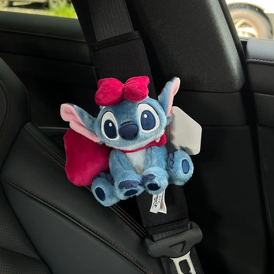 Baseball Stitch Seat Belt: Sürətlər qutusu və əl tormozu başlıqları - black-plush-shoulder-pads-genuine-stitch-rose-red-knot-big-bow