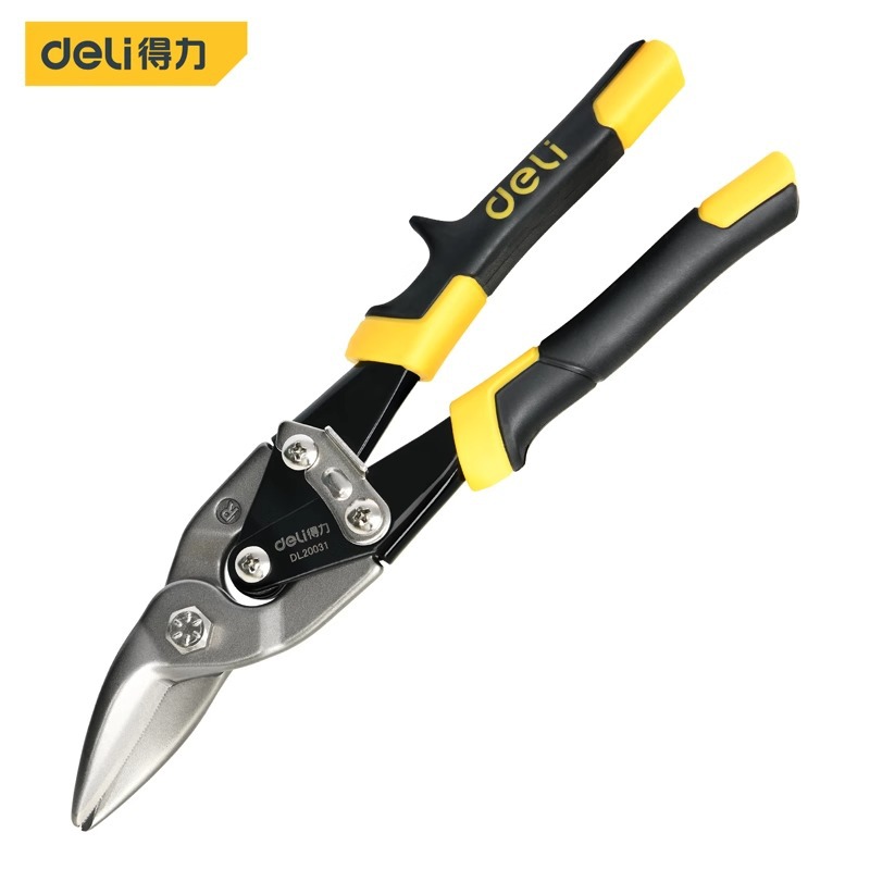 得力工具DL20032右头航空剪 高碳钢剪不锈钢铁皮剪刀剪子 铁网件
