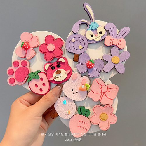 Girls Cartoon Forehead Bangs Sticker Cute Children's Broken Hair Artifact Baby Velcro Sticker Baby Fetal Hair Clip Headgear