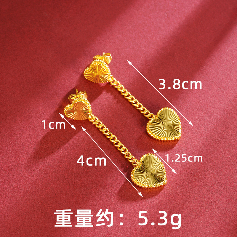 Nuevo collar de oro de arena de Vietnam lujoso ligero corazón de viento joyería de patrón horizontal combinación de pernos de orejas de mujer fábrica directa suministro al por mayor