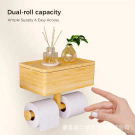 家用卫生间卷纸架木质壁挂式可旋转纸巾架酒店厕纸带卫生棉放置盒