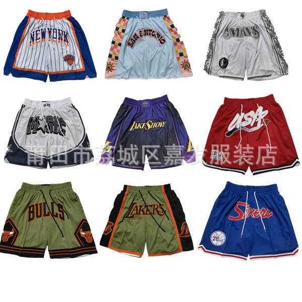 Wholesale Foreign Trade Supply Basketball Shorts 25 City Edition Lakers Heat Magic Nuggets Pocket Print Basketball Shorts