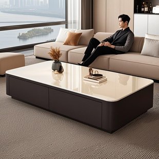 Black Coffee Table Living Room Home 2025 New Accessible Luxury High-End Small Apartment Coffee Table Rectangular Tv Combination