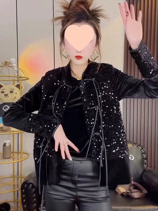 新中式国风丝绒马甲套装女欧货2025年秋新款亮片背心马夹上衣|undefined
