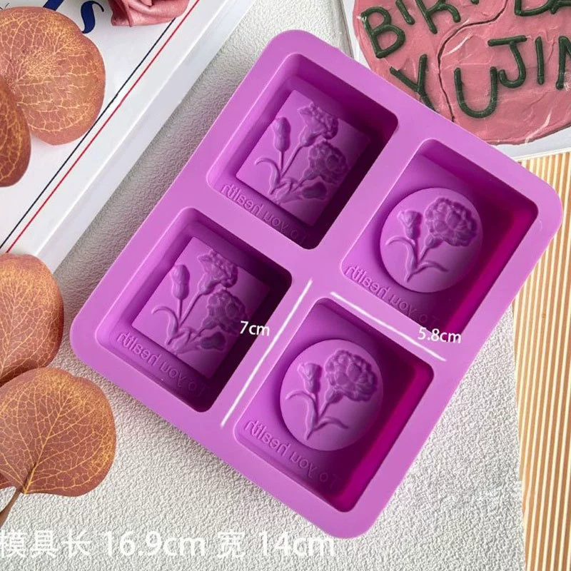 Soap mold, silicone mold contains rose, DIY