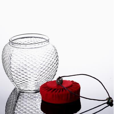 Patrón de martillo creativo tarro de té de vidrio al por mayor tarro de almacenamiento de vidrio borosilicato tarro sellado transparente tarro de almacenamiento de granos
