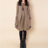 Autumn dress with sleeves for leisure, Korean style, plus size, round collar