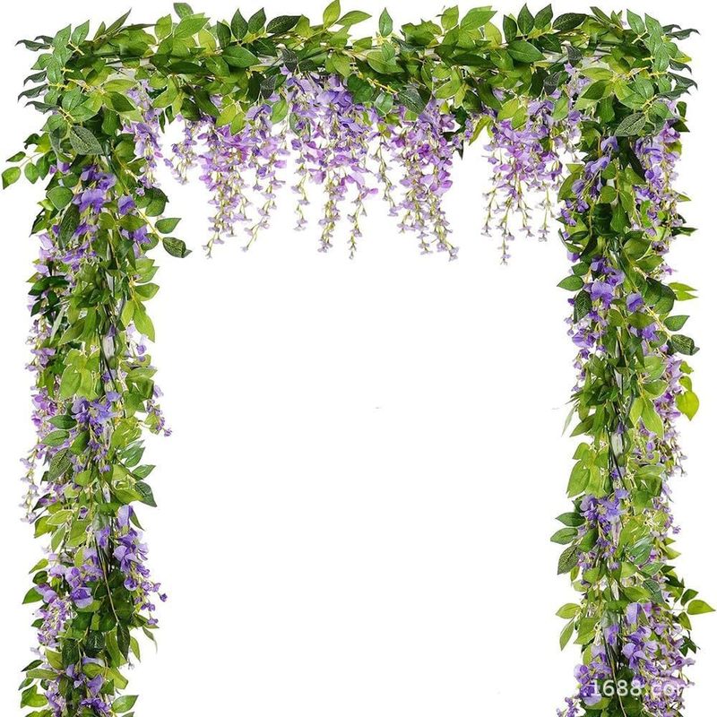 Amazon ベストセラー卸売模擬藤の花ストリップ結婚式の装飾造花籐模擬豆の花ストリップ藤の花|undefined