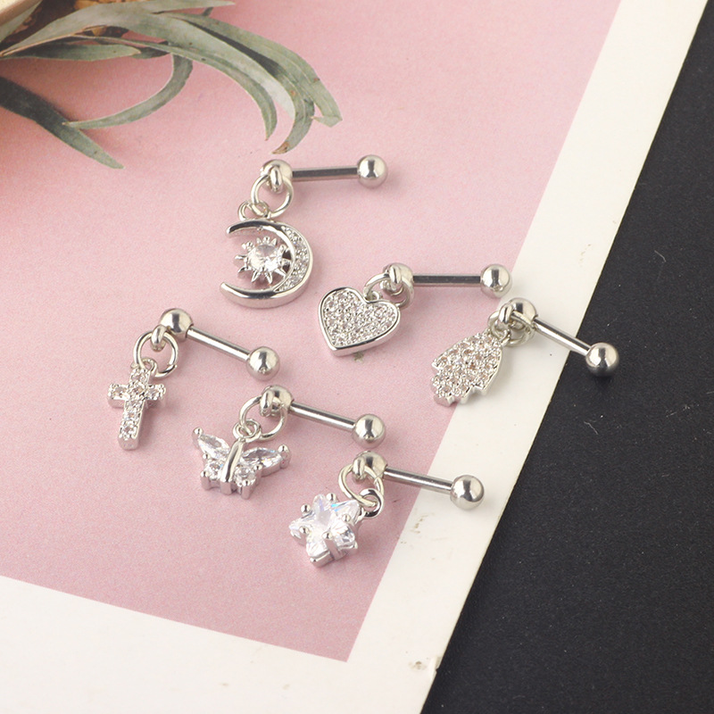 1 Piece Ear Cartilage Rings & Studs Simple Style Classic Style Star 304 Stainless Steel Ear Cartilage Rings & Studs display picture 1