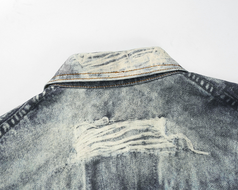 Foreign Trade European And American High Street Fashion Unisex Washed AC Same Style Printed Jacket Basic Denim Clothing_mkmklike.com