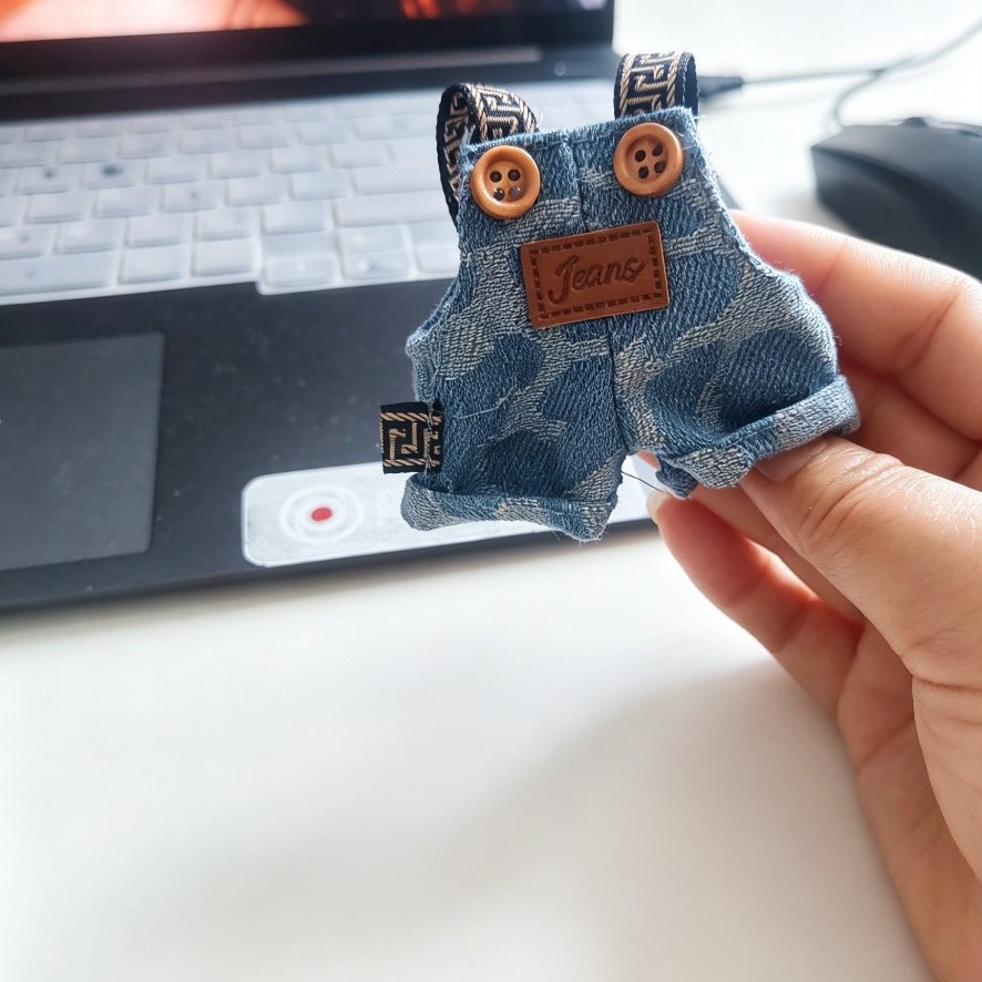 Cute 8cm Plush Doll Overalls Clothes Blind Box Long-Legged Kt Pendant Clothing Accessories Doll Clothes