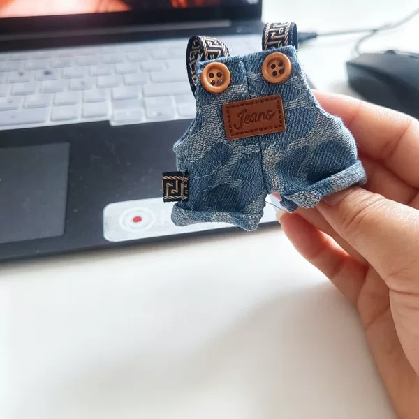 Cute 8cm Plush Doll Overalls Clothes Blind Box Long-Legged Kt Pendant Clothing Accessories Doll Clothes