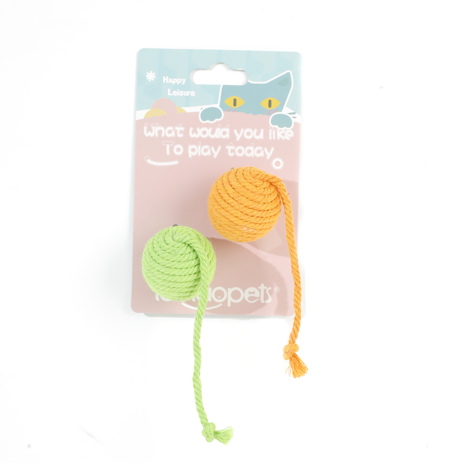 Juguetes de cuerda de algodón para mascotas Spot al por mayor Macarons Cuerda de algodón Bola de cola Color mixto Juguetes para gatos Juguetes molares para gatos