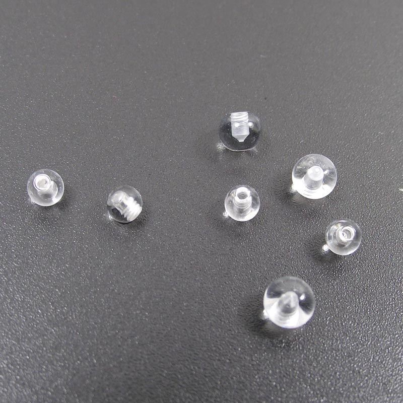 Piercing per orecchio, osso, labbro o lingua, trasparente, invisibile, in acrilico, con sfera di ricambio e filettatura esterna, da 3-8 mm._voghion.com