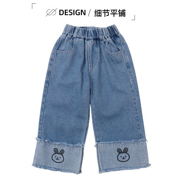 2026 nuevos pantalones jeans de niñas primavera y otoño, pantalones de primavera para niños, pantalones rectos de niñas, estilo extranjero