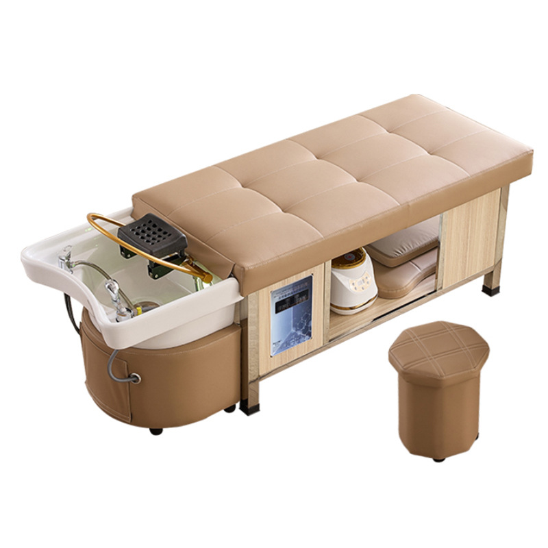 Masaje cama de lavado de cabello de tipo tailandés terapia de cabello de acero inoxidable temperatura constante circulación de agua salón de belleza fumigación lavado de la cara para oídos