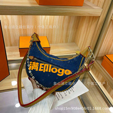 2025外贸新款L家老花链条腋下包高级感月亮包百搭通勤单肩斜挎包