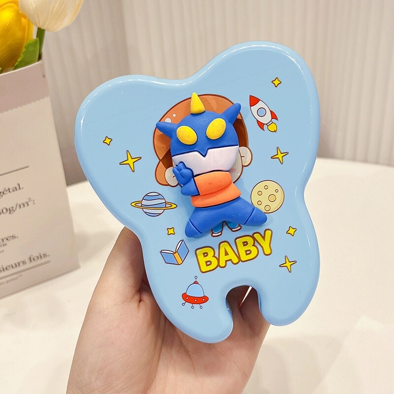乳歯収集ボックス、子供の歯の交換収納ボックス、見栄えの良いかわいい漫画の男の子と女の子の歯の収集収納ボックス|undefined
