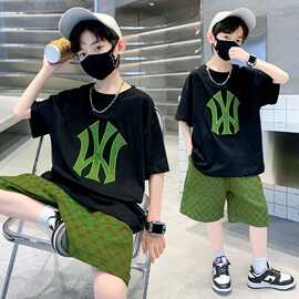 男童套装夏2025新款套装潮酷帅气儿童夏季痞帅短袖两件套男孩夏款