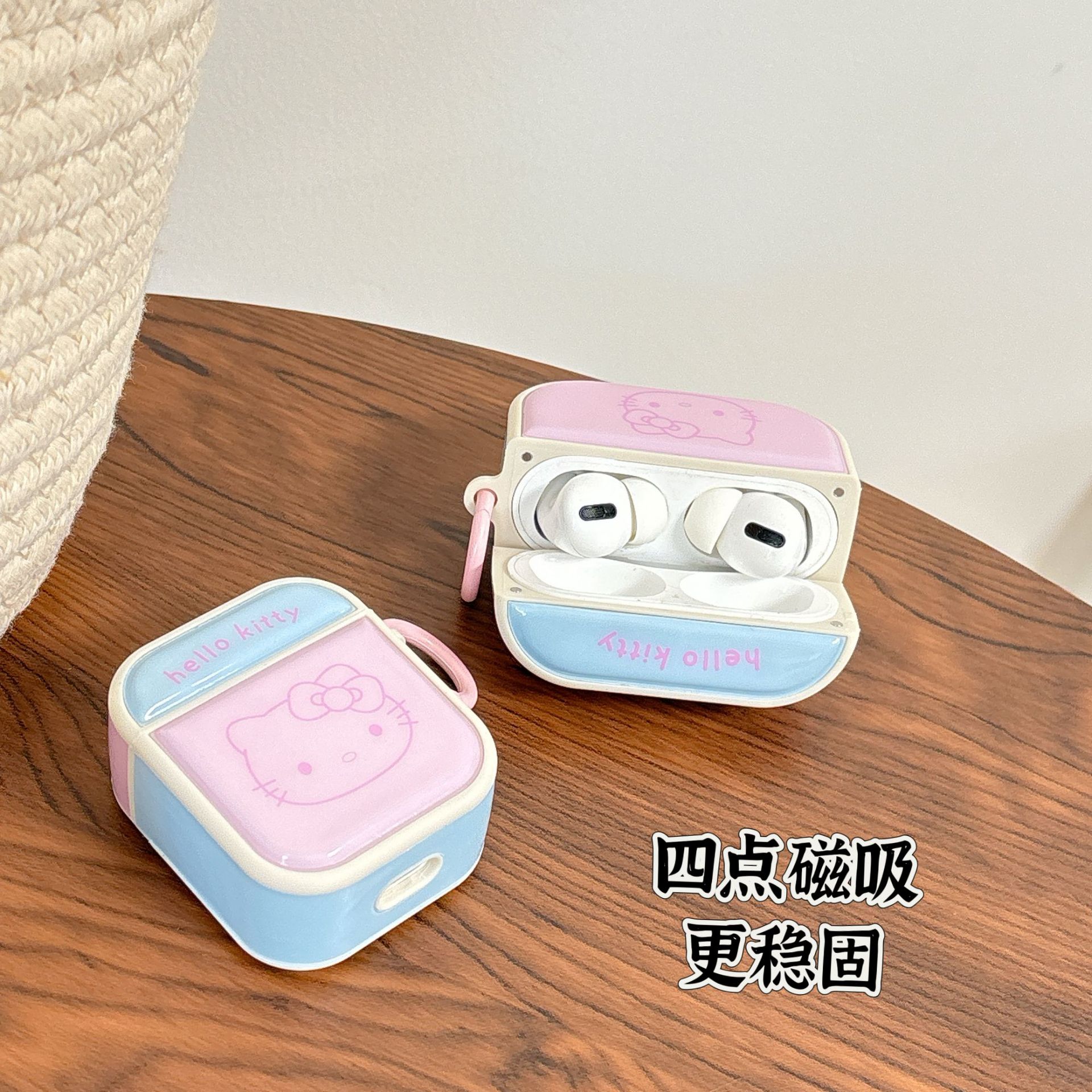 Linda línea de dibujos animados KT cat para Airpods nueva funda para auriculares de 3/4 generación 1/2 colgante aipodsPro 2 pequeño