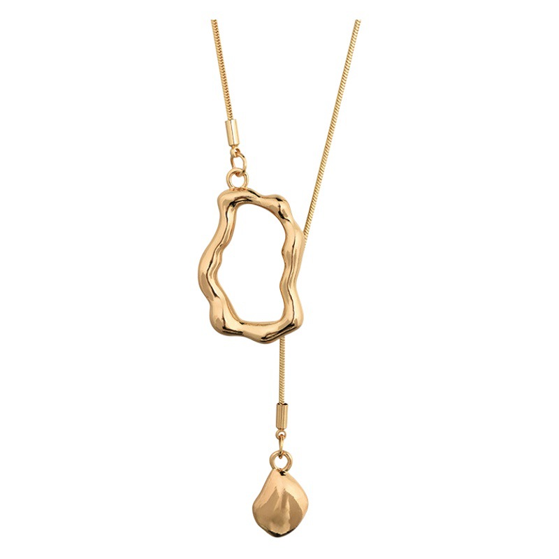 Minimalist Necklace for Women, Geometric Tassel, Light Luxury, Long Sweater Chain, Collarbone Chain, Neck Chain, High-End Pendant, Titanium Steel, Korean Style