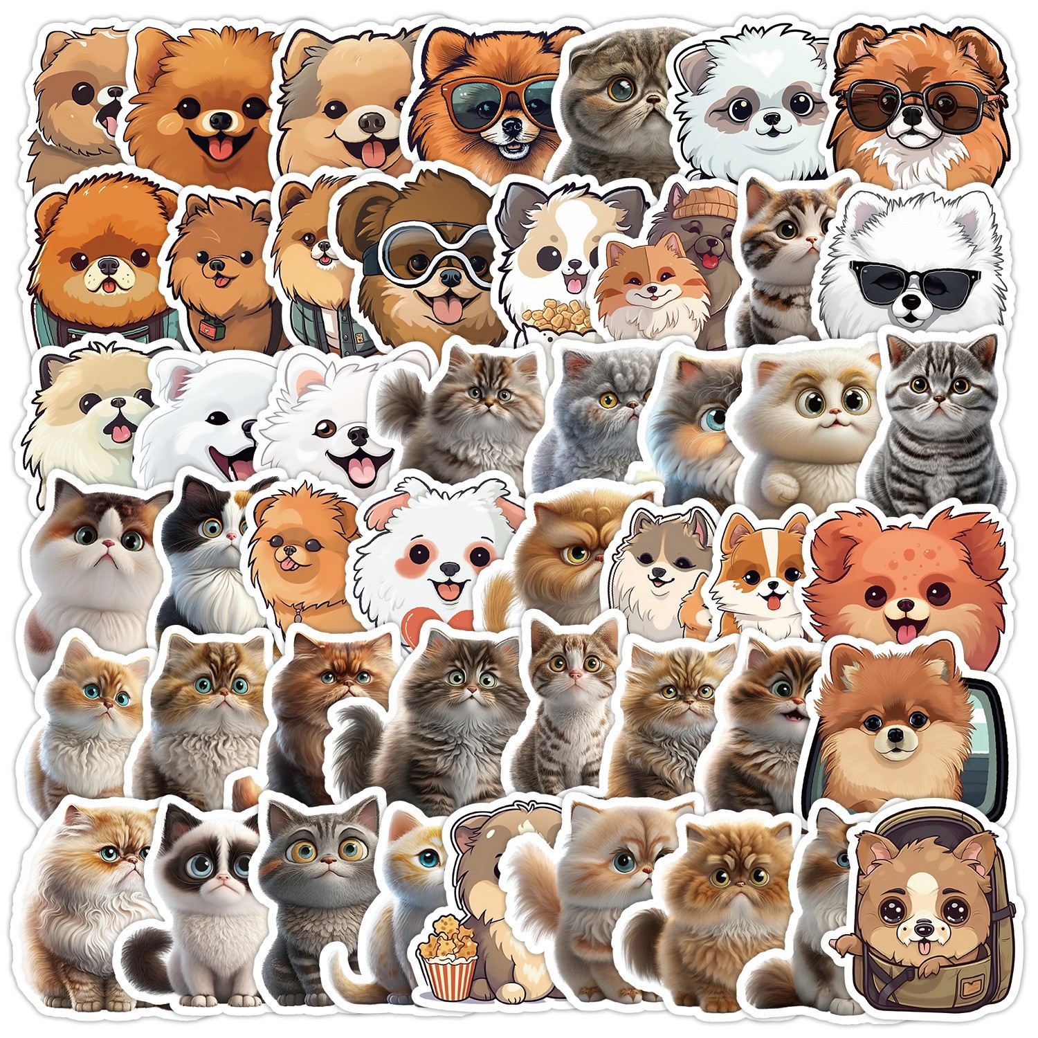 50 lindo gatito pegatinas de dibujos animados ordenador portátil teléfono taza de agua pegatinas cuaderno Diario pegatinas a prueba de agua