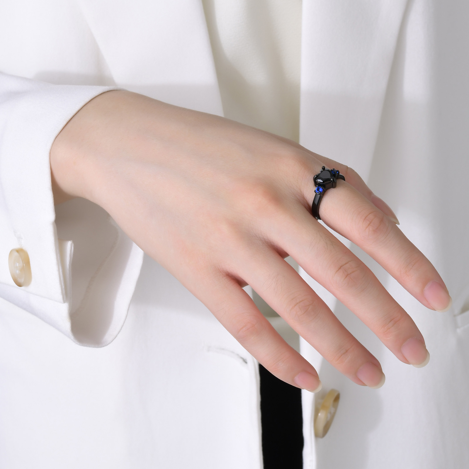 Street Occasion 201 Stainless Steel Material Wholesale Jewelry Retro Heart Shape 201 Stainless Steel Zircon Gold Plated Plating Stainless Steel Rings