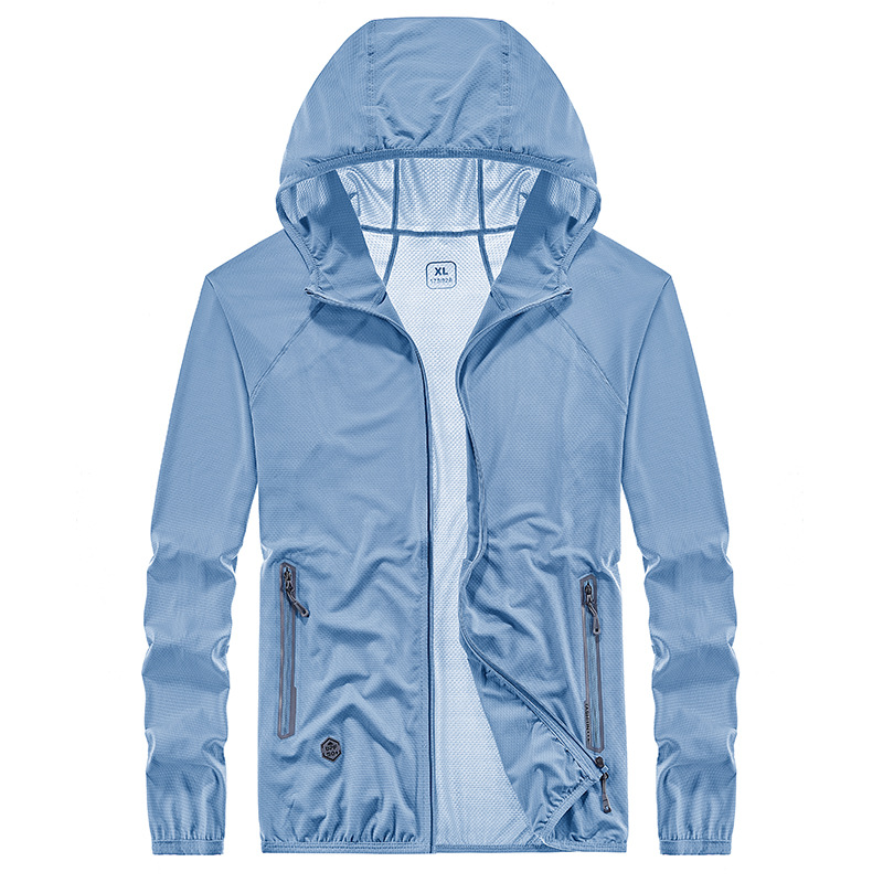 Summer thin sun protection clothing for men, elastic and breathable, ice silk sun protection coat, outdoor UV protection, fishing skin trench coat, wholesale