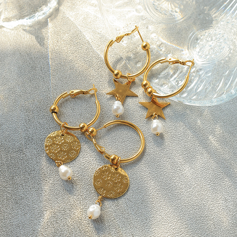 geometric creative design fashionable earrings pearl