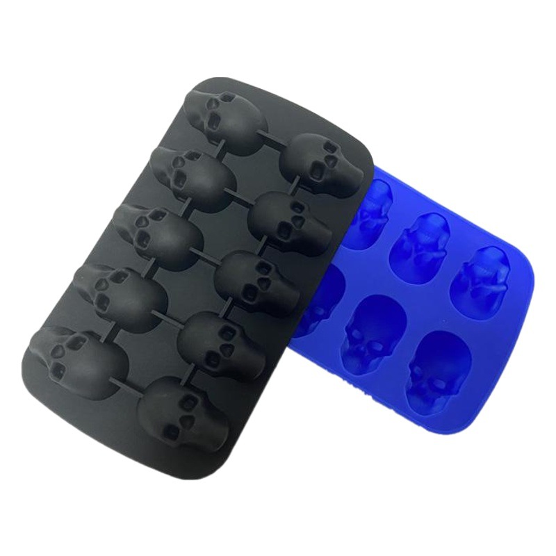 Venta directa de fábrica de diez piezas cráneo cubo de hielo Halloween 6-agujero cubo de hielo molde creativo nuevo 4-agujero cráneo cubo de hielo