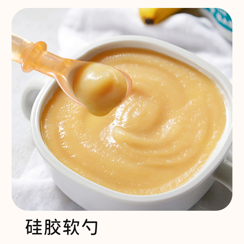 PPSU cuchara de barro de raspado de doble cabeza cuchara de barro de frutas para bebés cucharas de cubierta cucharas de alimentación de silicona raspadora