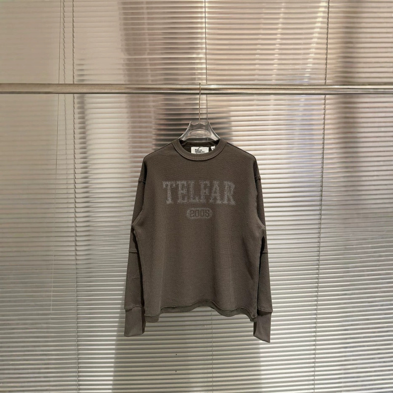 TelFar American retro vintage washed distressed casual waffle long-sleeve T-shirt, same style as Martin TelFar American retro vintage washed distressed casual waffle long-sleeve T-shirt, same style as Martin