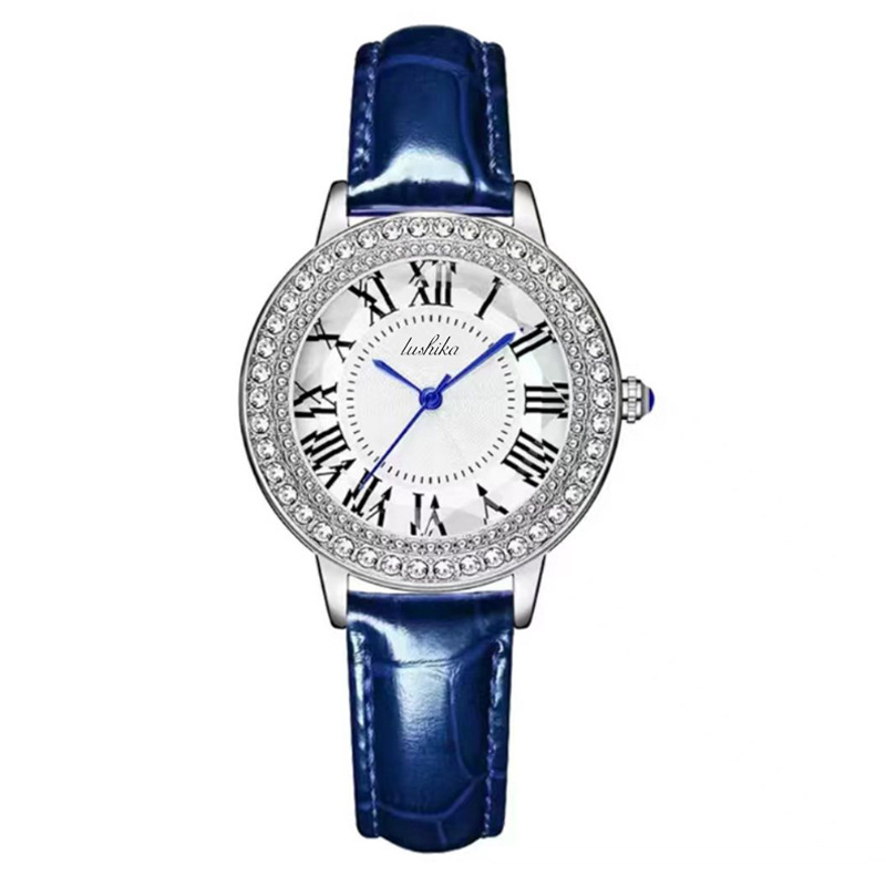 Belle montre pour femme ciel étoilé cadran diamant ceinture en cuir haut de gamme montre à quartz compte vidéo transfrontalier montre en direct pour femme_voghion.com