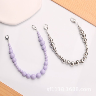 New metal ball bead chain short mobile phone hanging chain small fresh women's handbag hand chain wholesale DIY cloud bead accessories