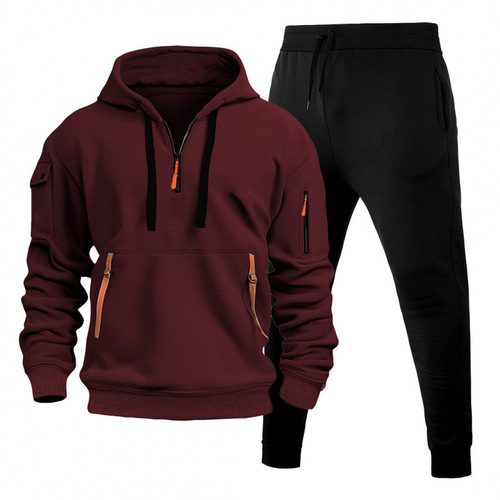 Wholesale New Men's Autumn Multifunctional Pocket Hoodie Sweatshirt Sportswear Leisure Pants Set