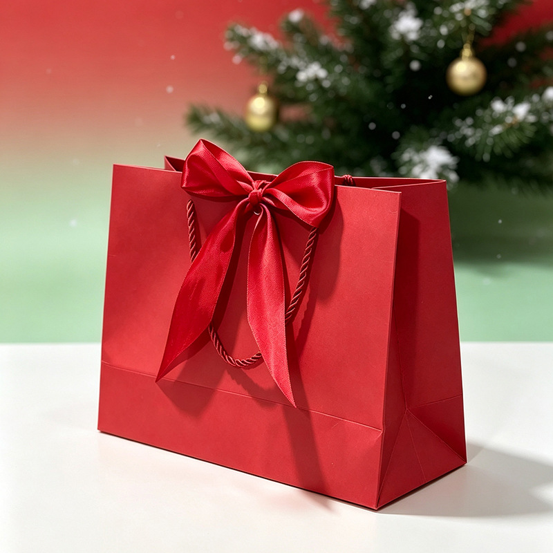 En stock bowknot fondo cuadrado bolsa de papel portátil colorido exquisito embalaje bolsa de regalo bolsa de compras de ropa logotipo imprimible