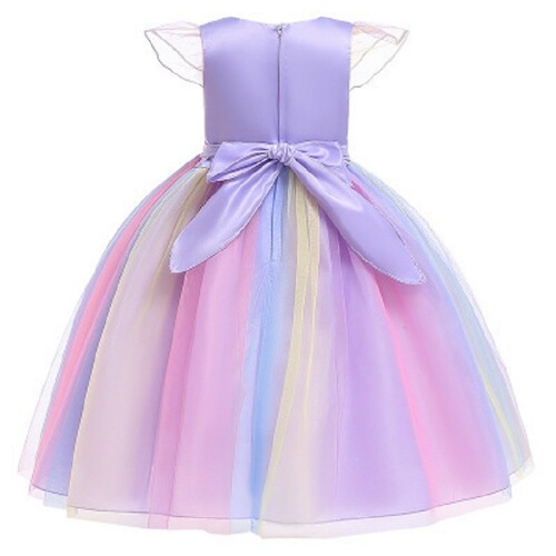 New Halloween Children's Clothing Christmas Girl Princess Dress Rainbow Netting Unicorn Dress Flower Girl Dress 