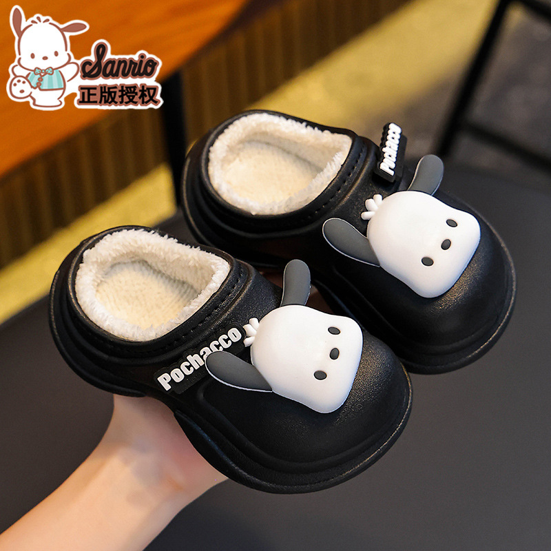 Sanliou zapatillas de algodón de invierno para niños, niñas, calentamiento y terciopelo impermeable para niños y medianos, bolsas impermeables de tacones de algodón Kulomi