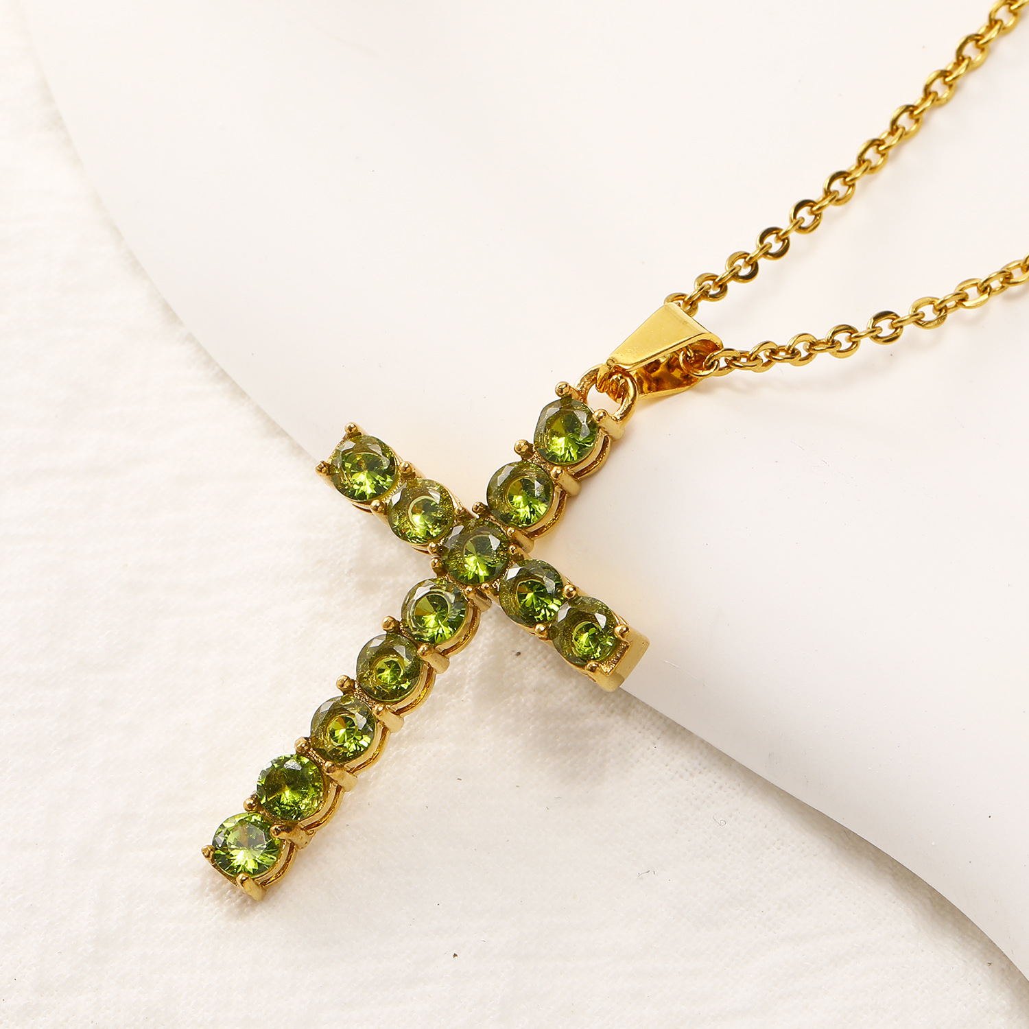 Χάλυβα Τιτανίου Κομψός Σταυρός Ηλεκτροπλασιασμός Ινλεί Ρηνανόστινο Κολιέ Κρεμαστής display picture 21