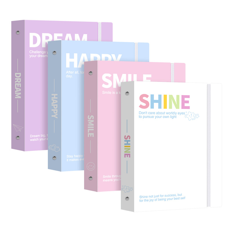 Carpeta de hojas sueltas A4 simple, bolsa de archivo adhesiva transparente incorporada, almacenamiento de libro de datos de oficina de estudiantes porosos