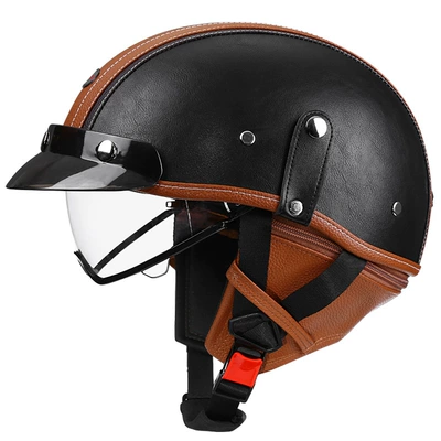 Motosiklet kaskı (dəbilqə) — car helmet Japanese scoop helmet - brown-black-transparent-m