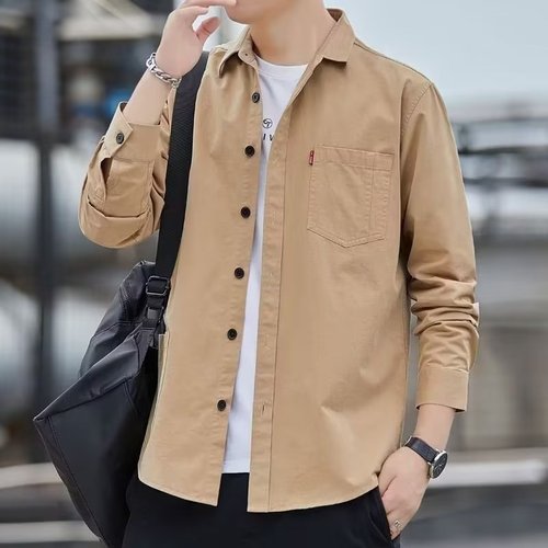 Factory Wholesale 2024 Men's Long-Sleeve Casual Work Shirt Spring and Autumn Versatile Outerwear Men's Base Shirt Trendy