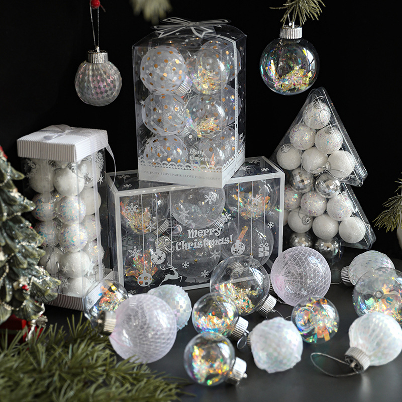 Nuevo lugar creativo de Navidad transfronterizo, decoración de ambiente, regalo, decoración de árbol de Navidad, decoración de ventana de bola, stock