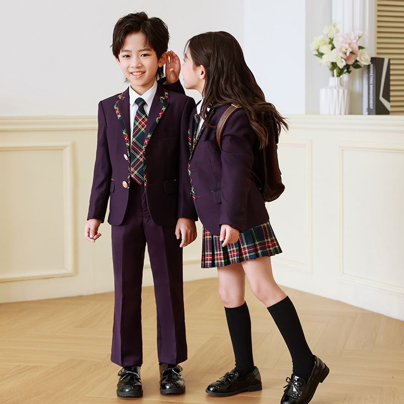 Estilo británico uniforme de escuela primaria traje de niños JK uniforme traje de Niña estudiante de secundaria clase uniforme vestido de primavera y otoño ropa