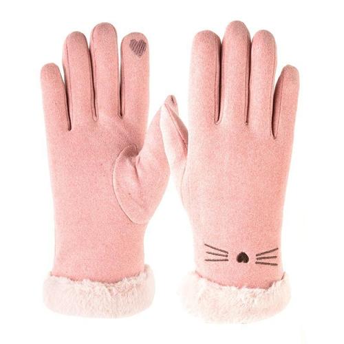 Cross-border German cashmere gloves for men and women, warm and insulated for autumn and winter, outdoor cycling touch screen, Korean style, simple hair mouth L01-MX